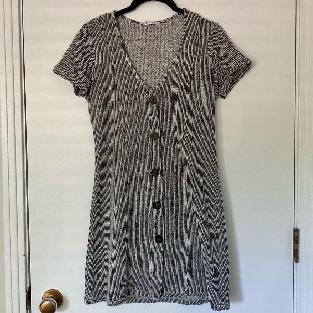 Zara Ribbed Dress with Buttons